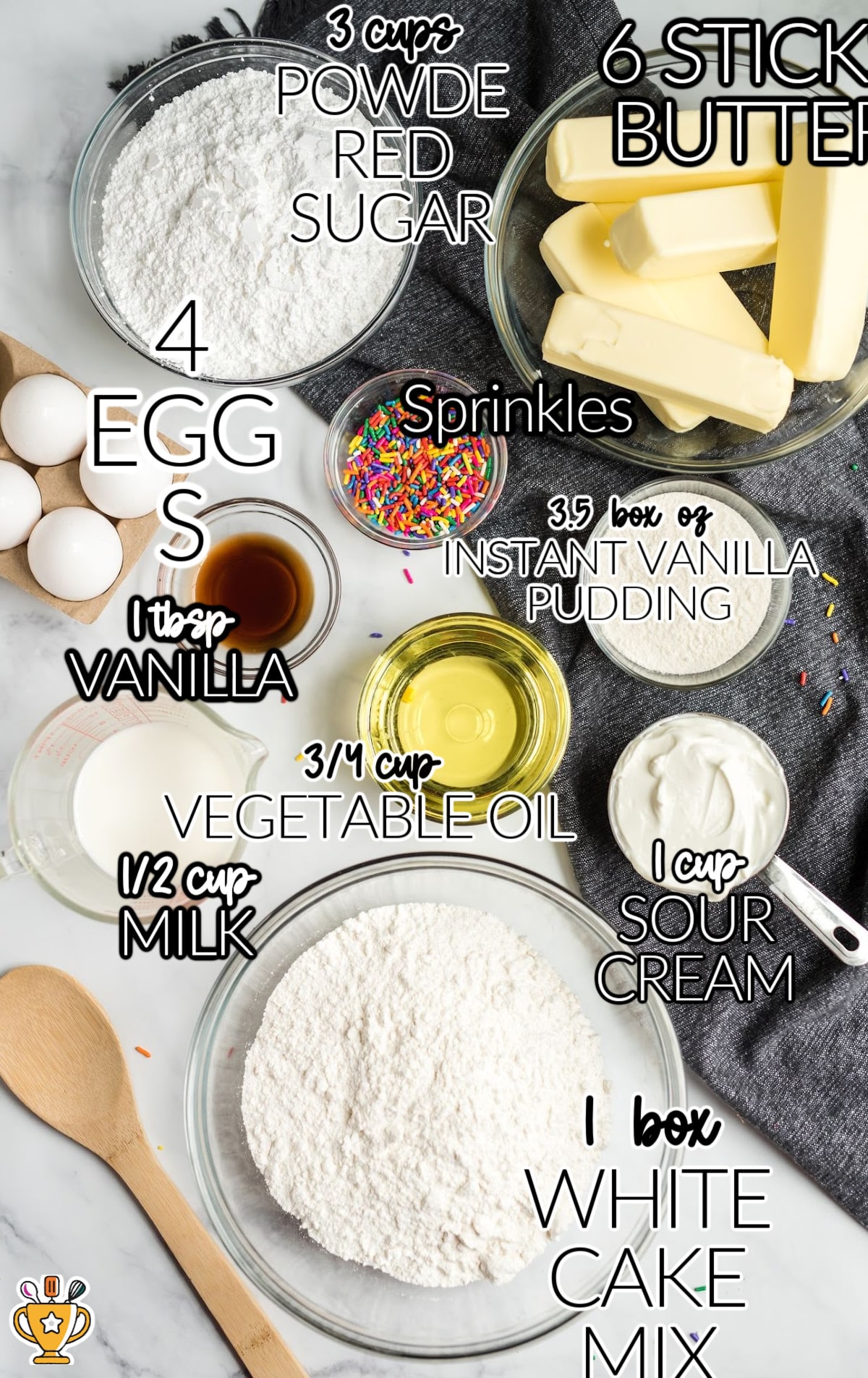 ingredients for making Vanilla Cupcakes