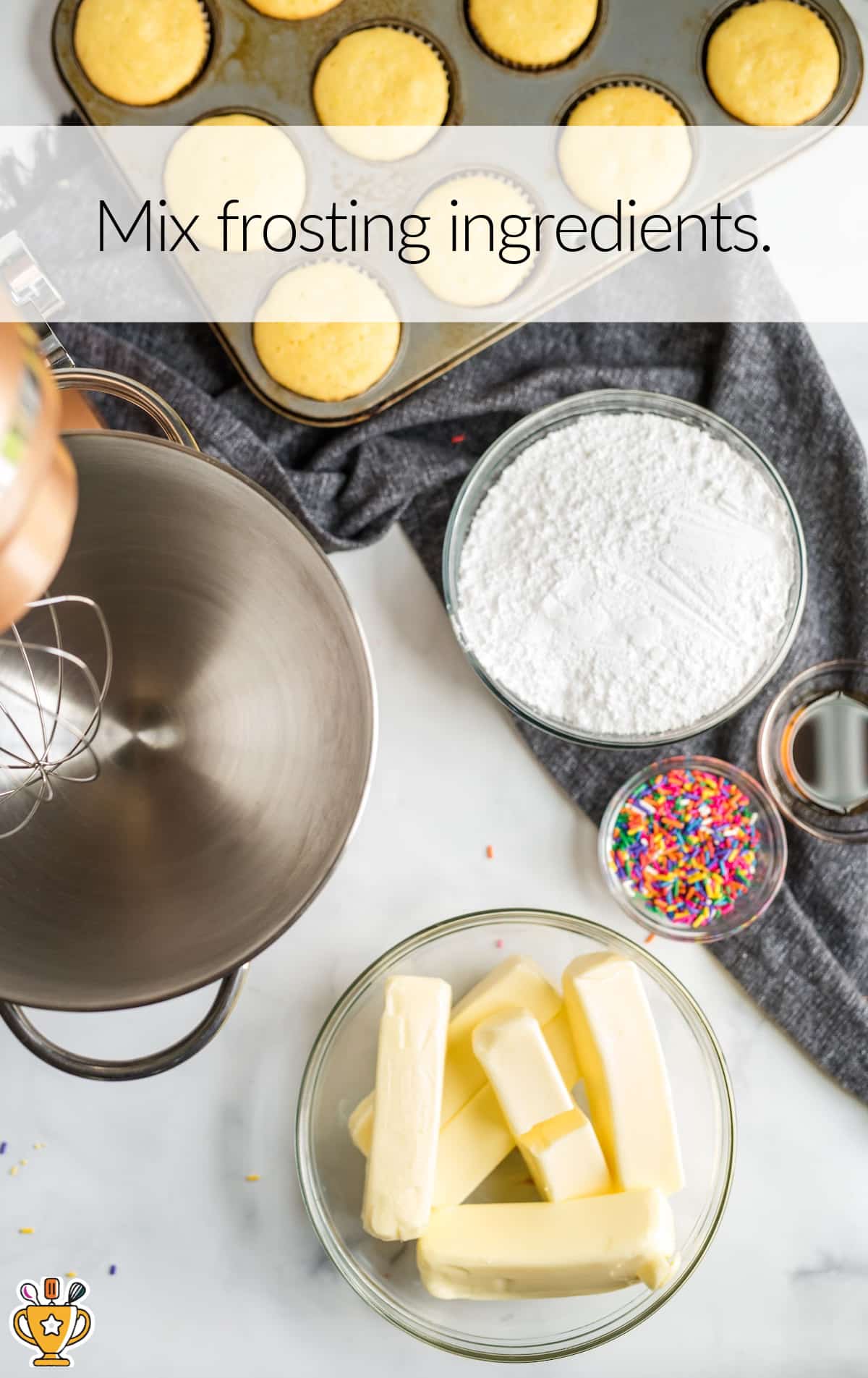 ingredients for making Vanilla Cupcakes frosting