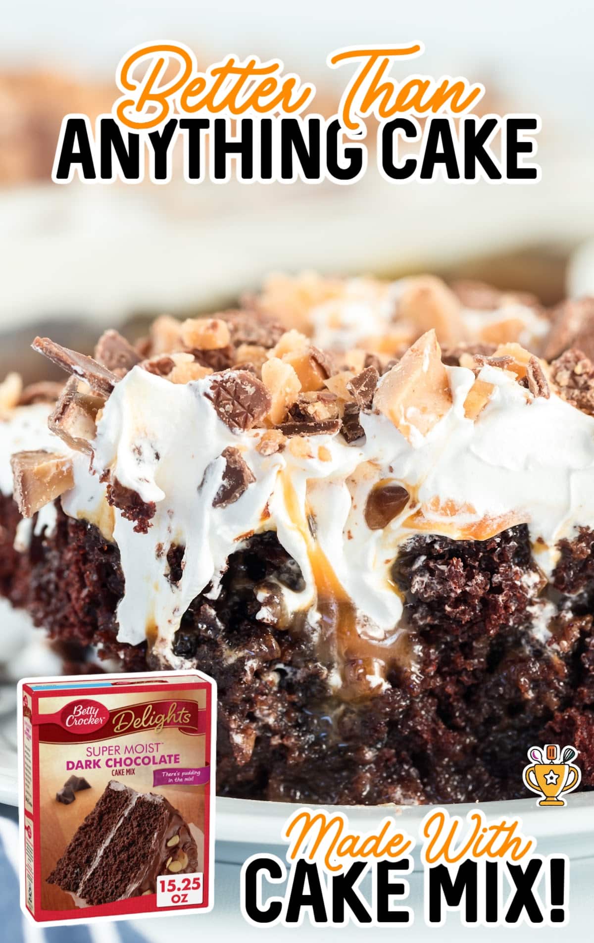 Better Than Anything Cake on a plate