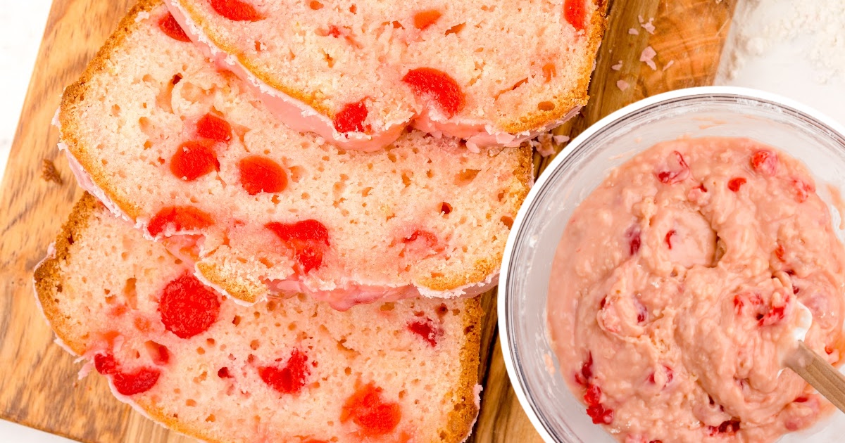 slices of Cherry Bread on a wooden board