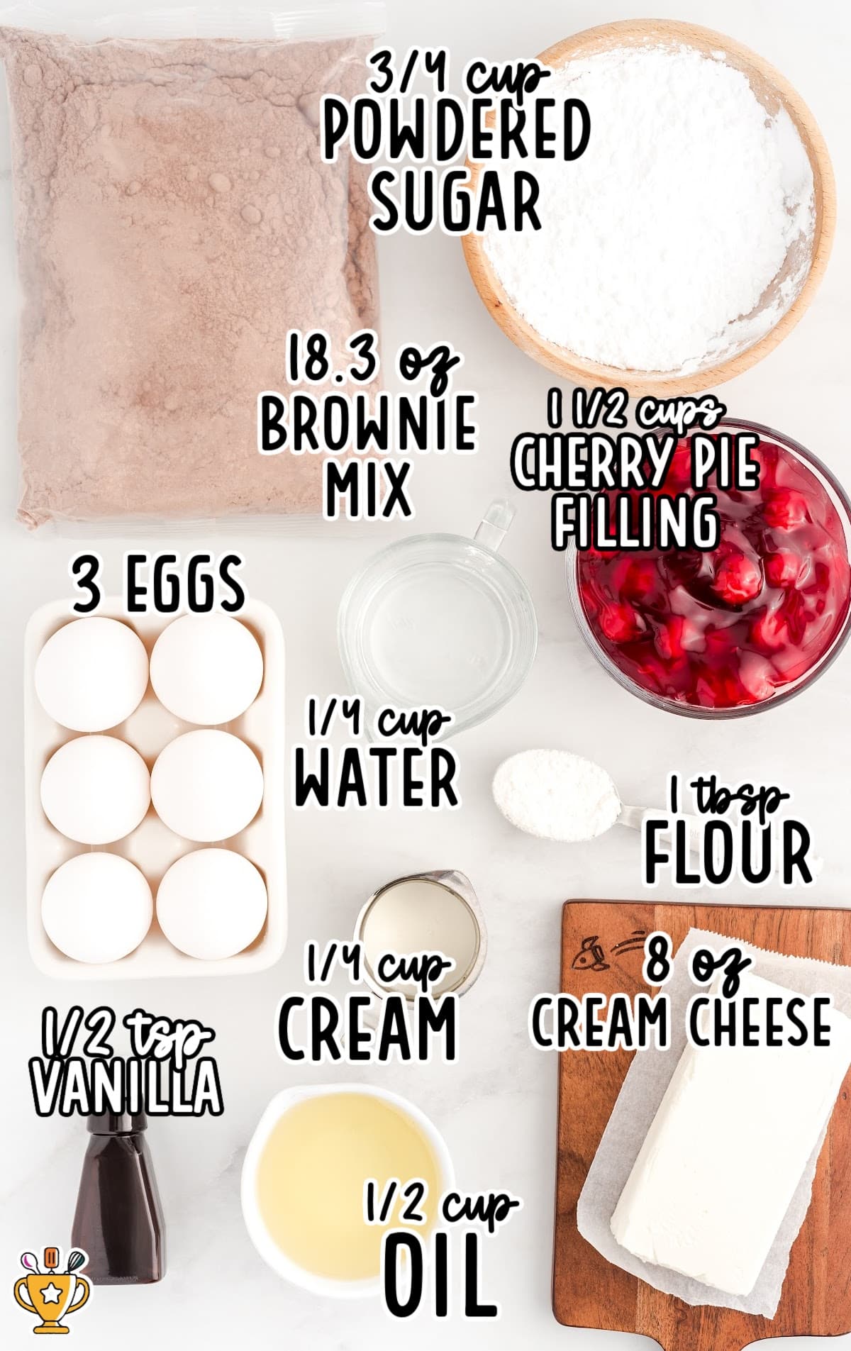 raw ingredients to make Cherry Cheesecake Brownies.