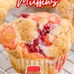 Cherry Cobbler Muffins on a cooling rack
