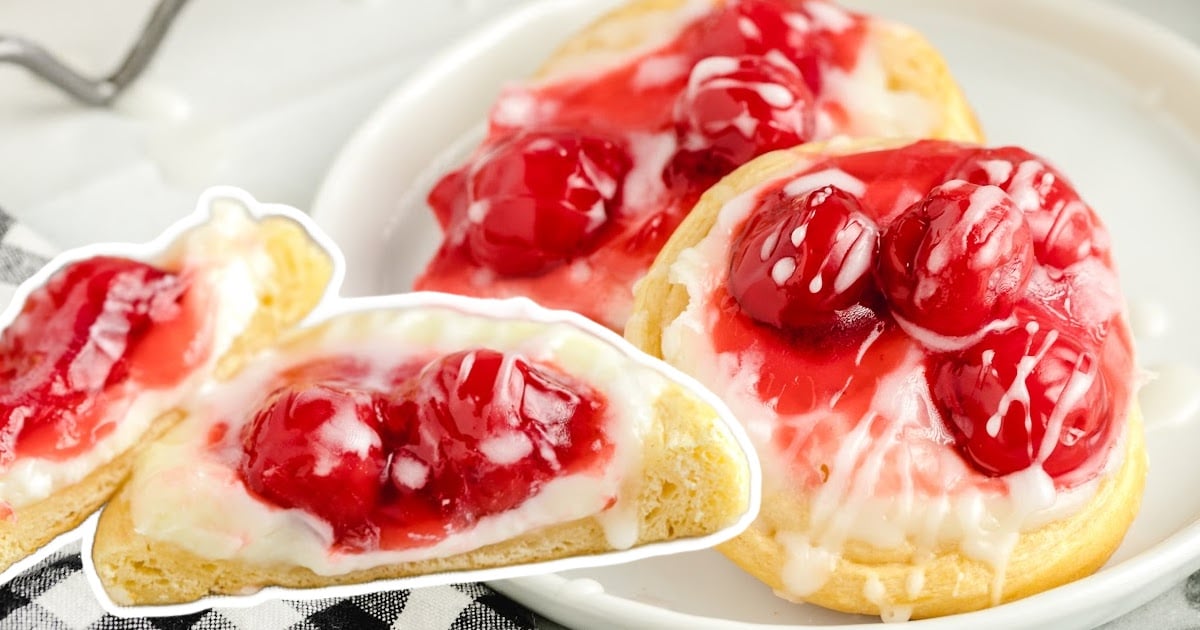 Cherry Danish on a white plate