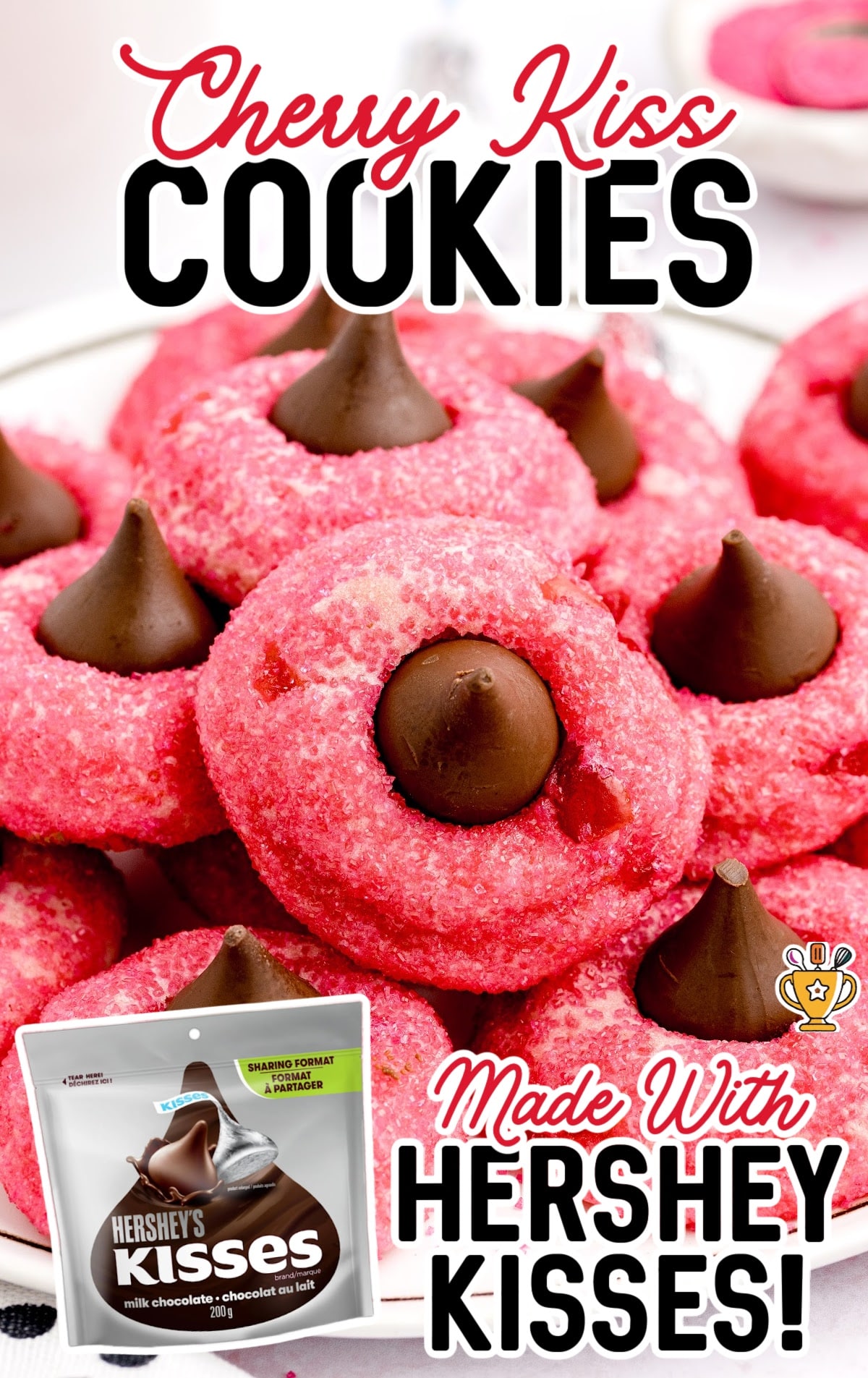 a plate full of Cherry Kiss Cookies