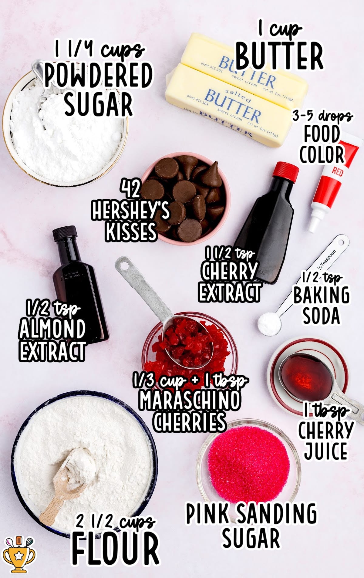 ingredients for making Cherry Kiss Cookies