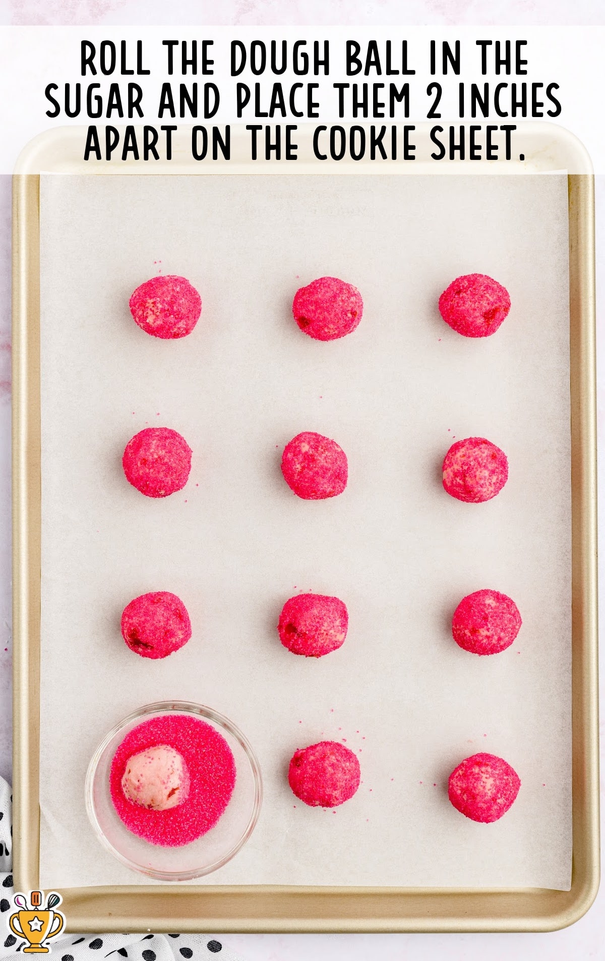 doughs rolled and placed on a cookie sheet