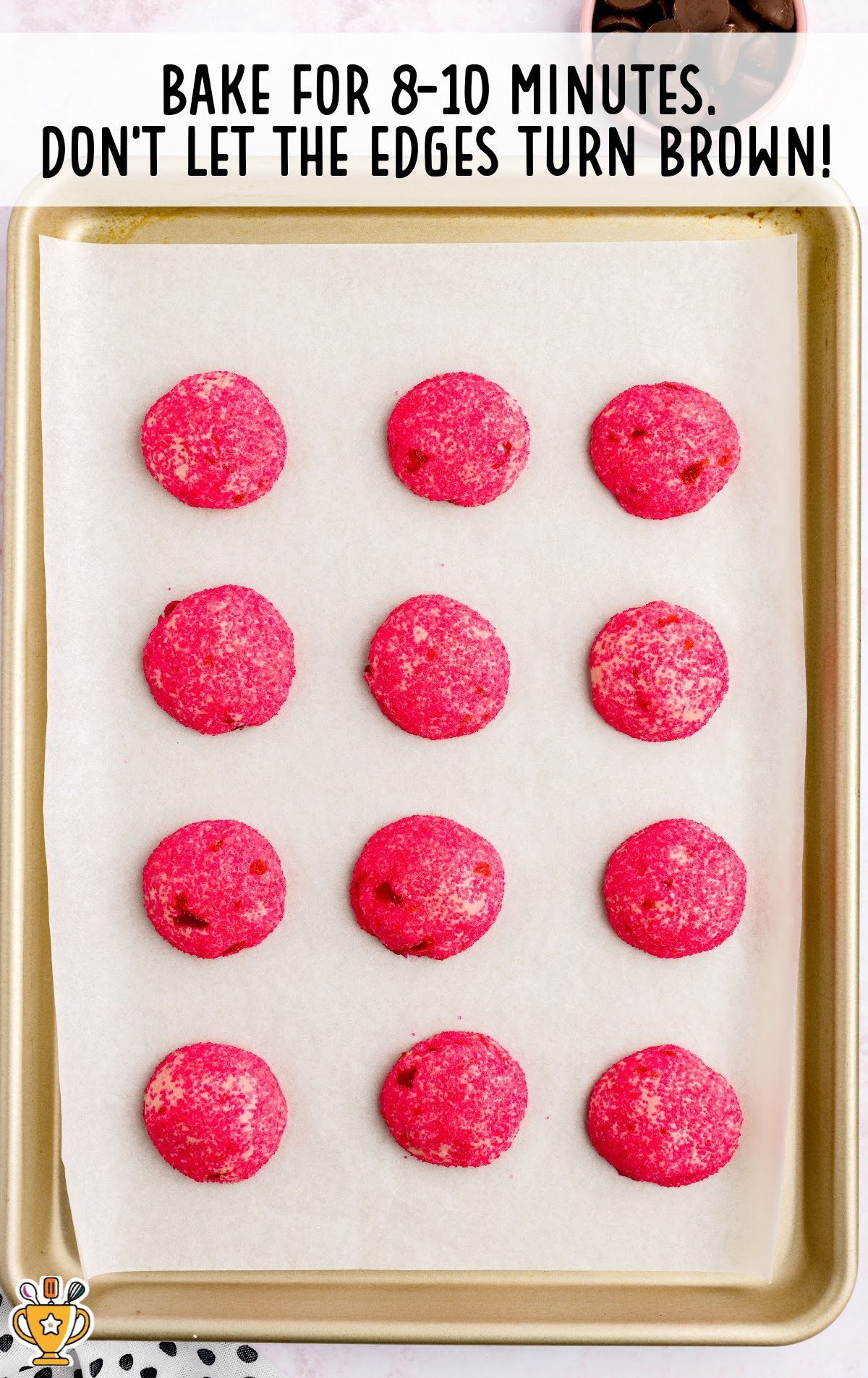 Cherry Kiss Cookies on a cookie sheet