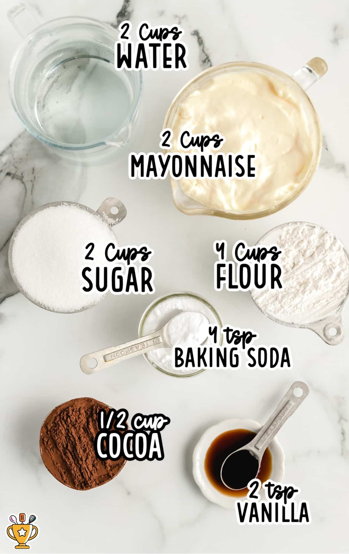 ingredients for making Chocolate Mayonnaise Cake