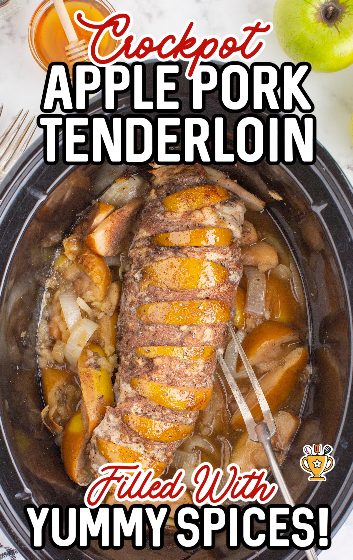 Crockpot Apple Pork Tenderloin in a crockpot