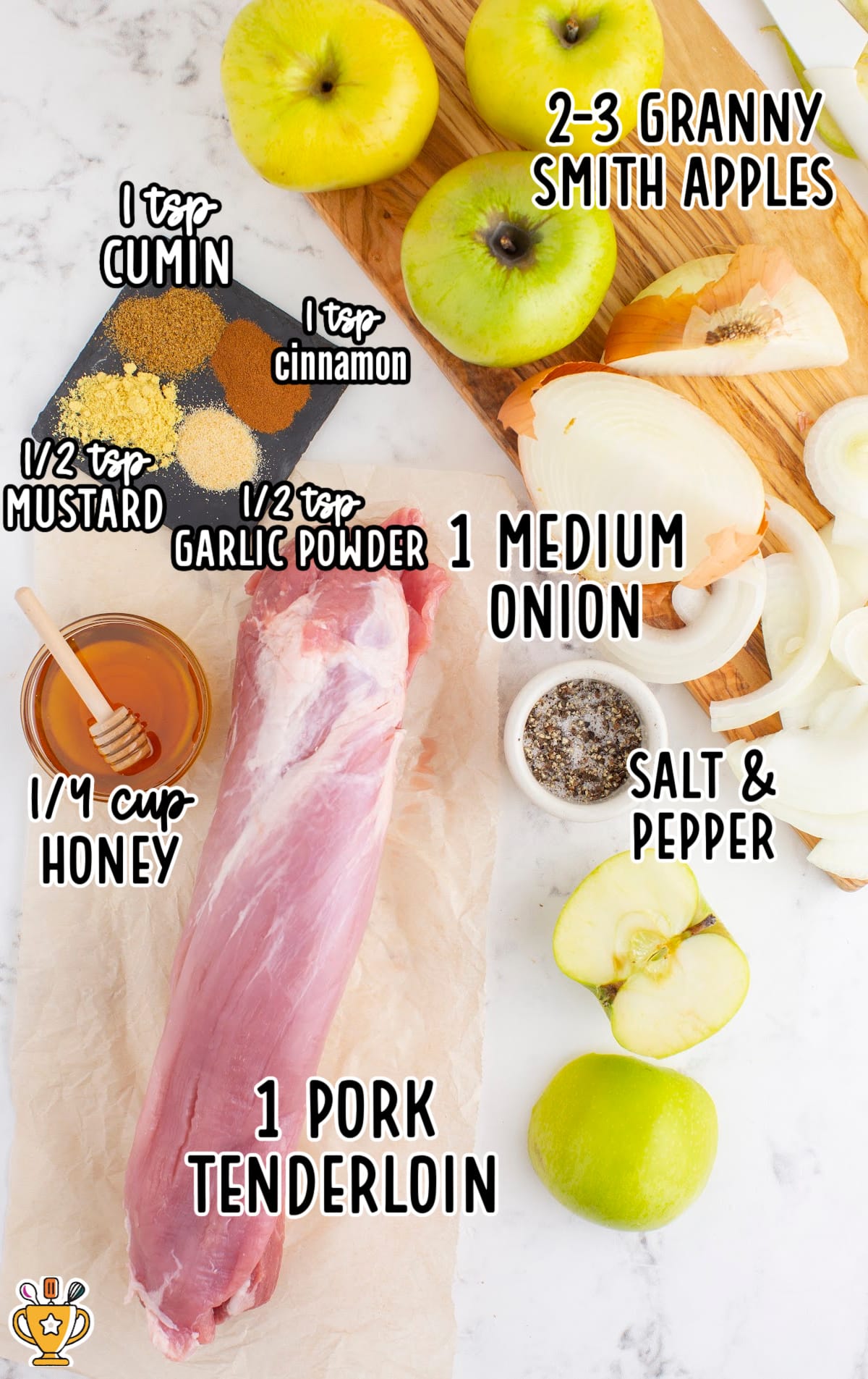 ingredients for making Crockpot Apple Pork Tenderloin