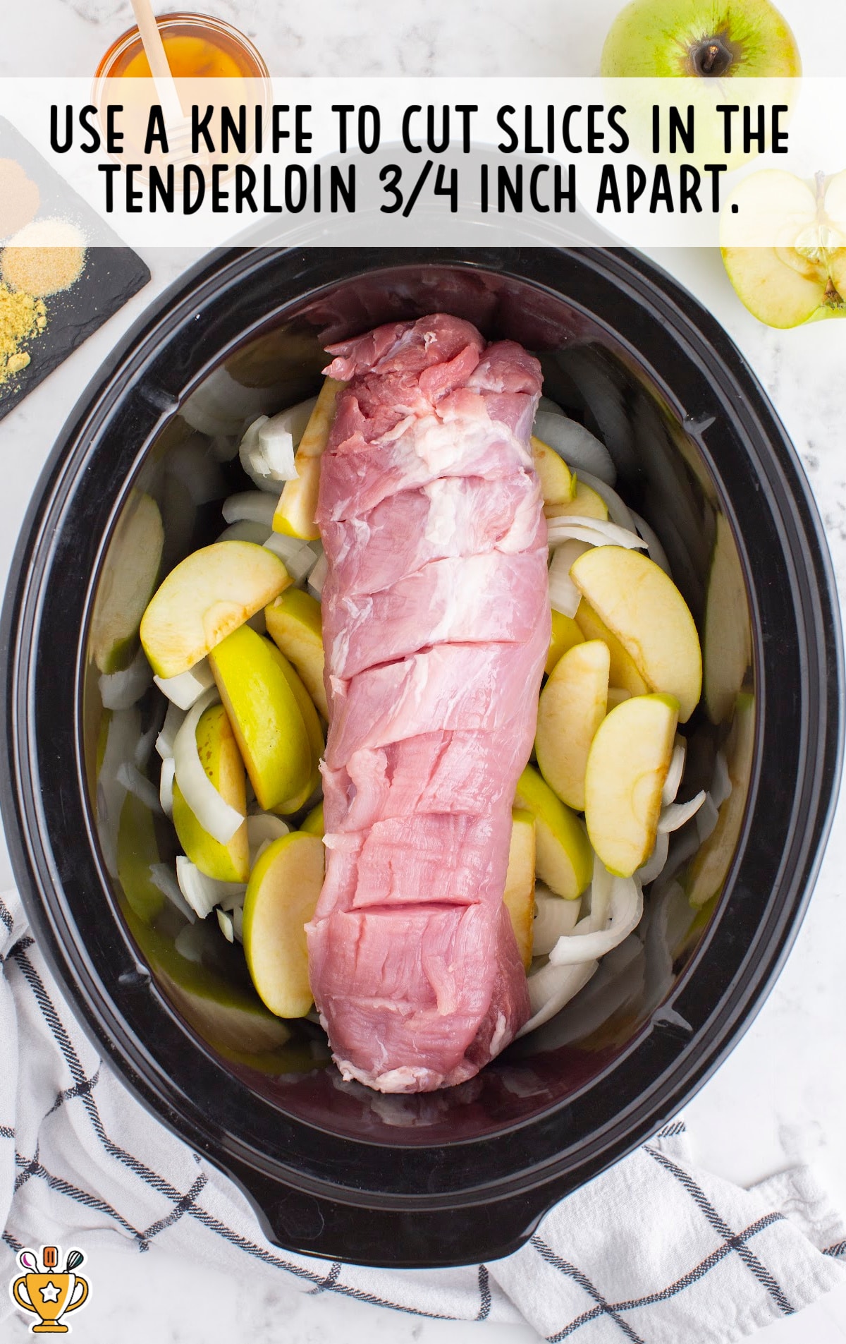 a tenderloin cut into pieces and put in a crockpot with other ingredients