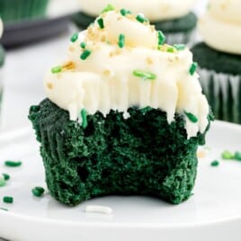 a St. Patrick's Day Cupcakes on a plate