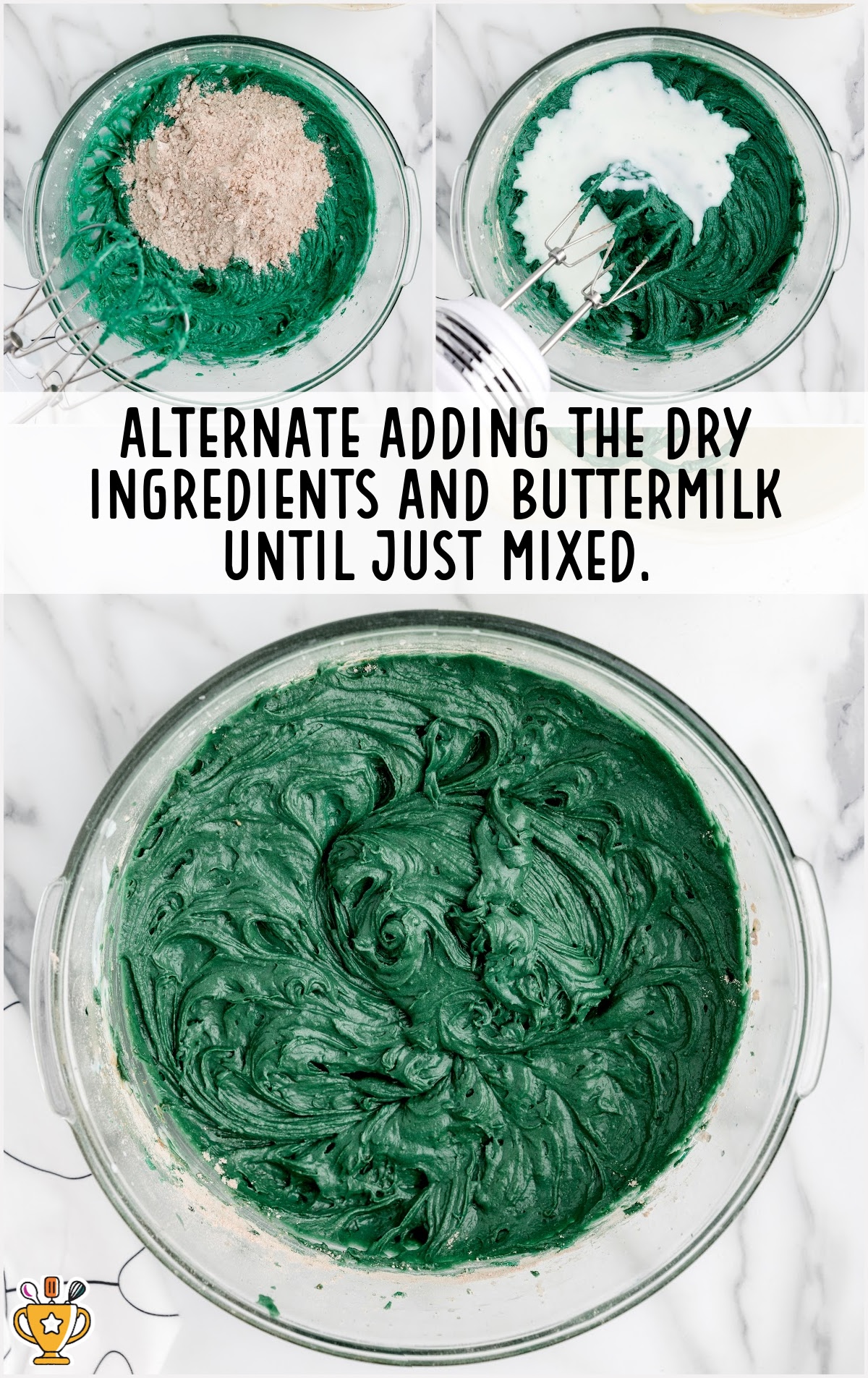 dry ingredients and buttermilk added in a bowl