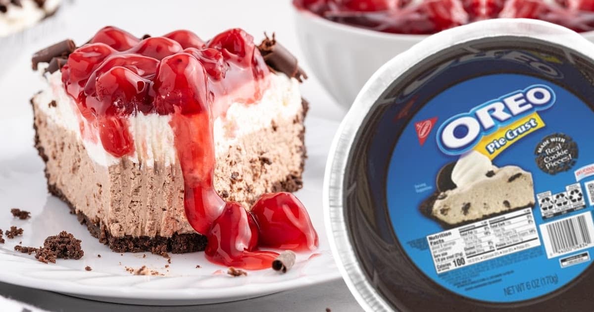 a piece of No Bake Black Forest Cheesecake on a plate