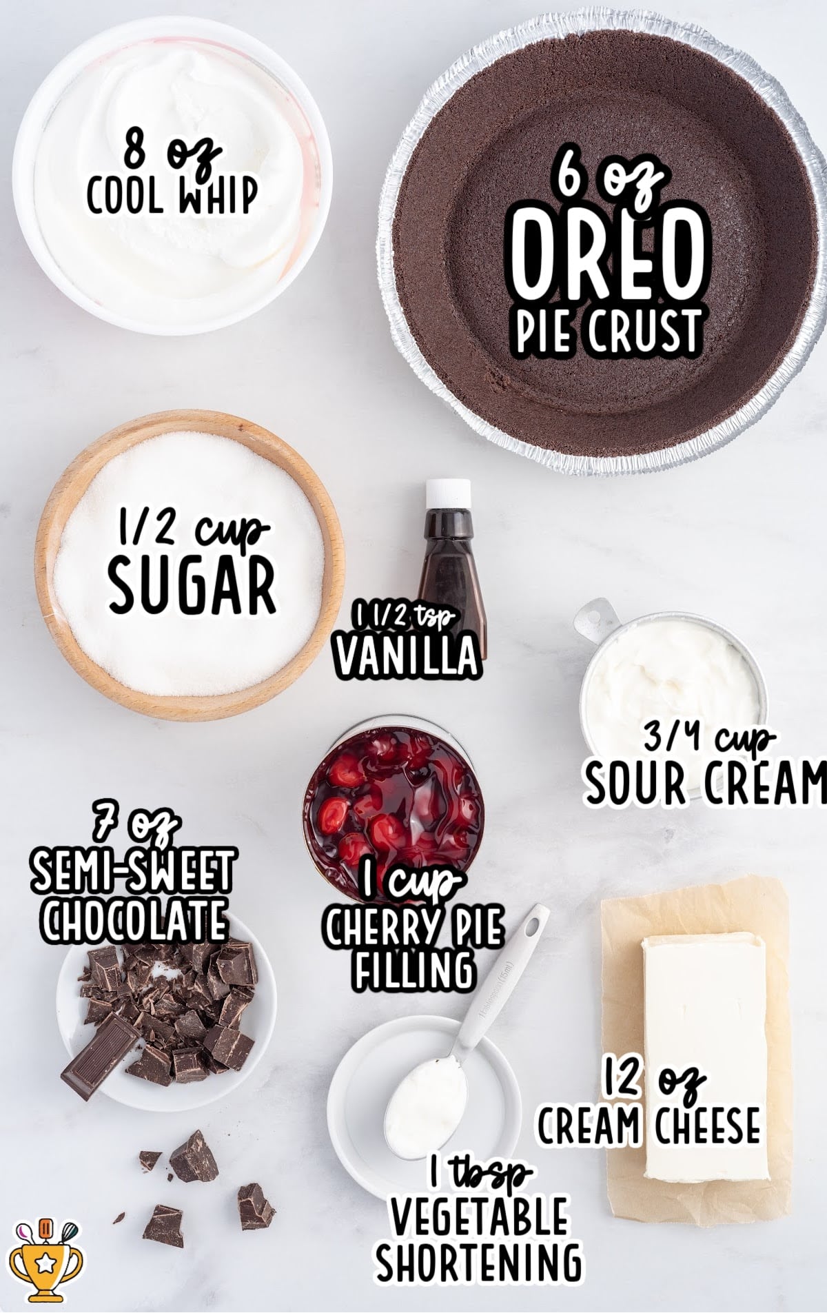 ingredients for making No Bake Black Forest Cheesecake