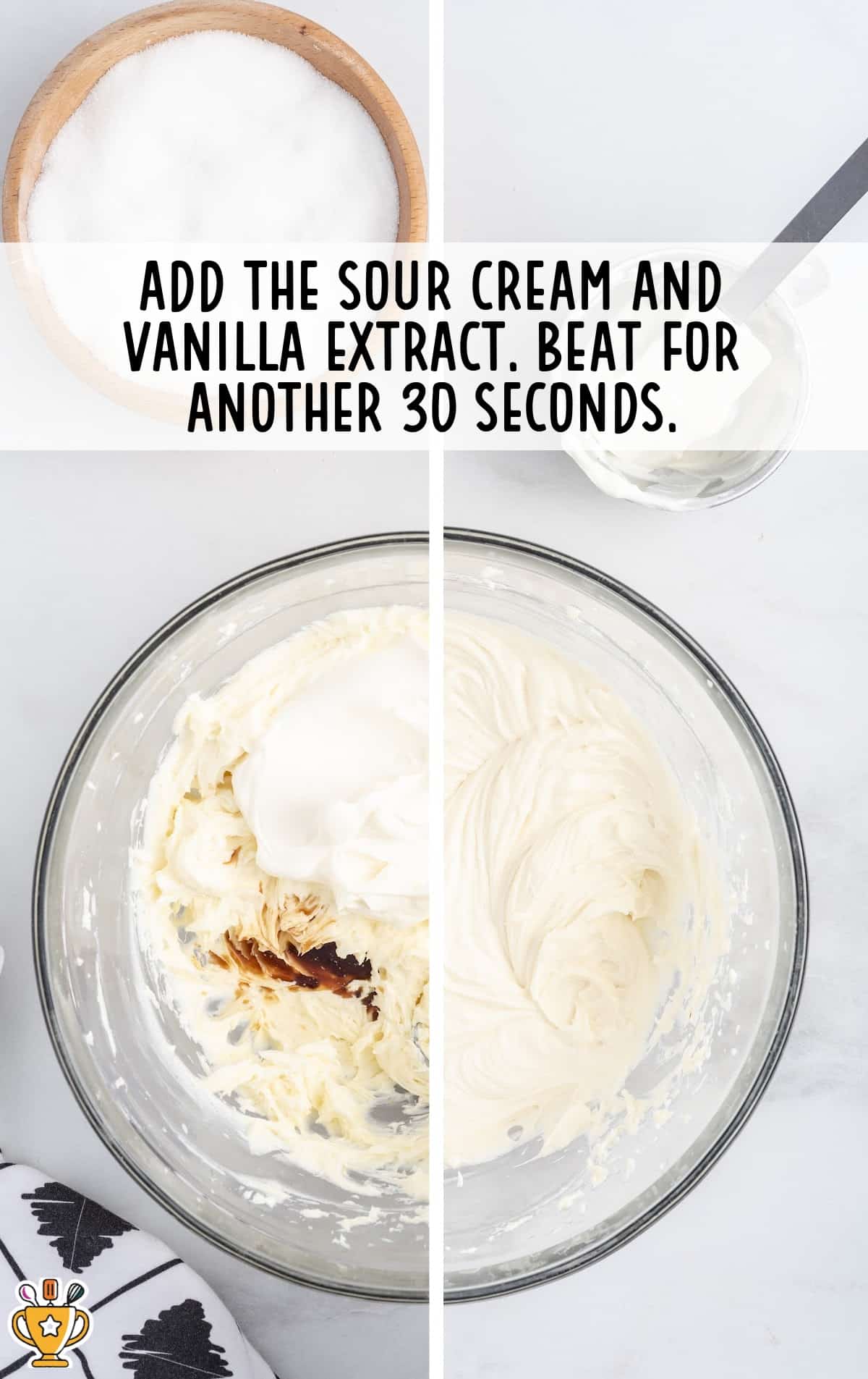 sour cream and vanilla extract in a bowl