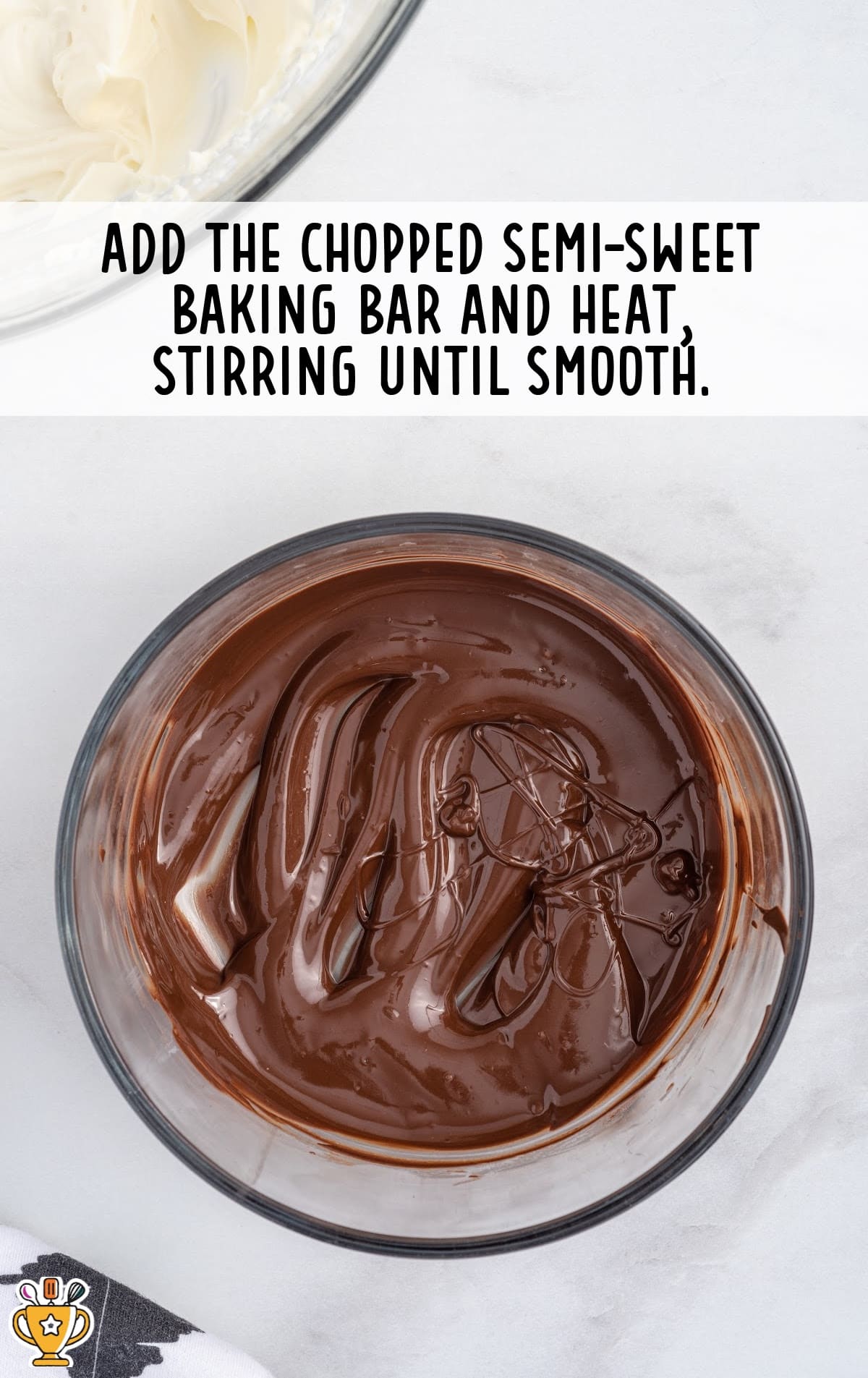 adding the chopped semi sweet baking bar