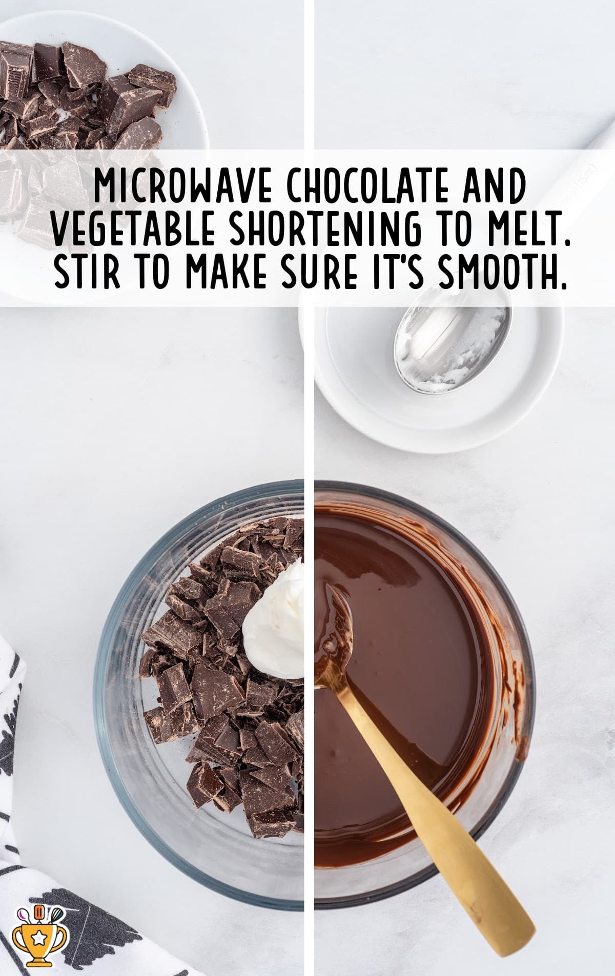 chocolate and vegetable shortening added in a bowl