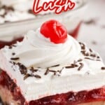a piece of No Bake Chocolate Cherry Lush on a plate