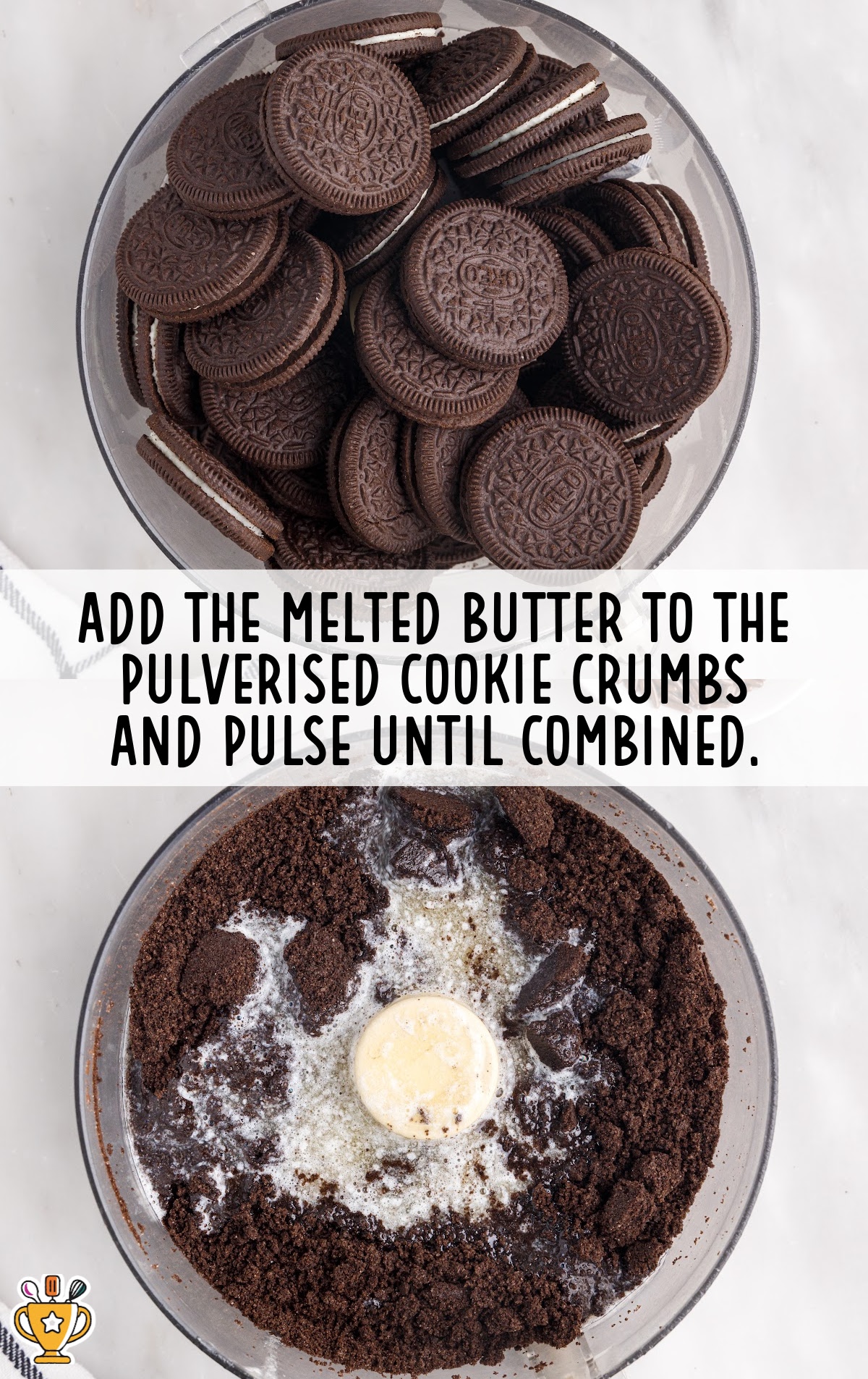 melted butter added to the cookie crumbs