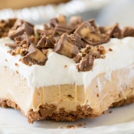 a piece of Chocolate Peanut Butter Pie on a plate