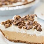 a piece of Chocolate Peanut Butter Pie on a plate
