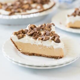 a piece of Chocolate Peanut Butter Pie on a plate