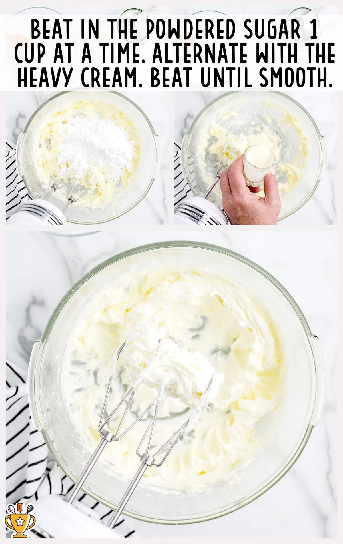 powdered sugar added in a bowl