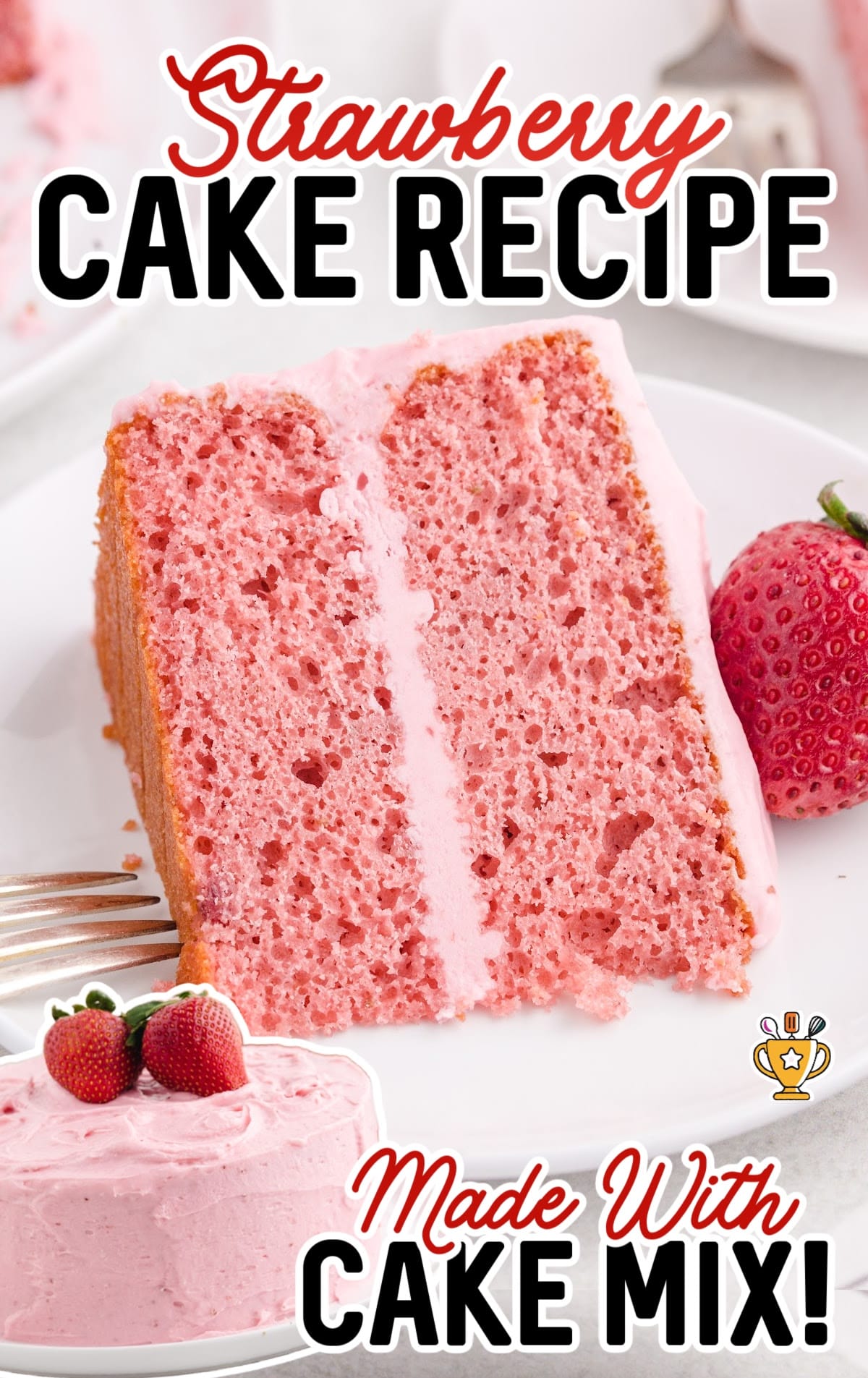a piece of Strawberry Cake on a plate