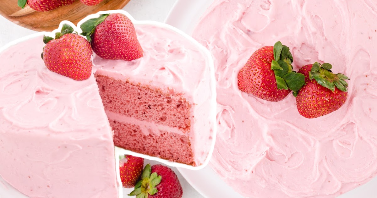 a Strawberry Cake with a cut piece