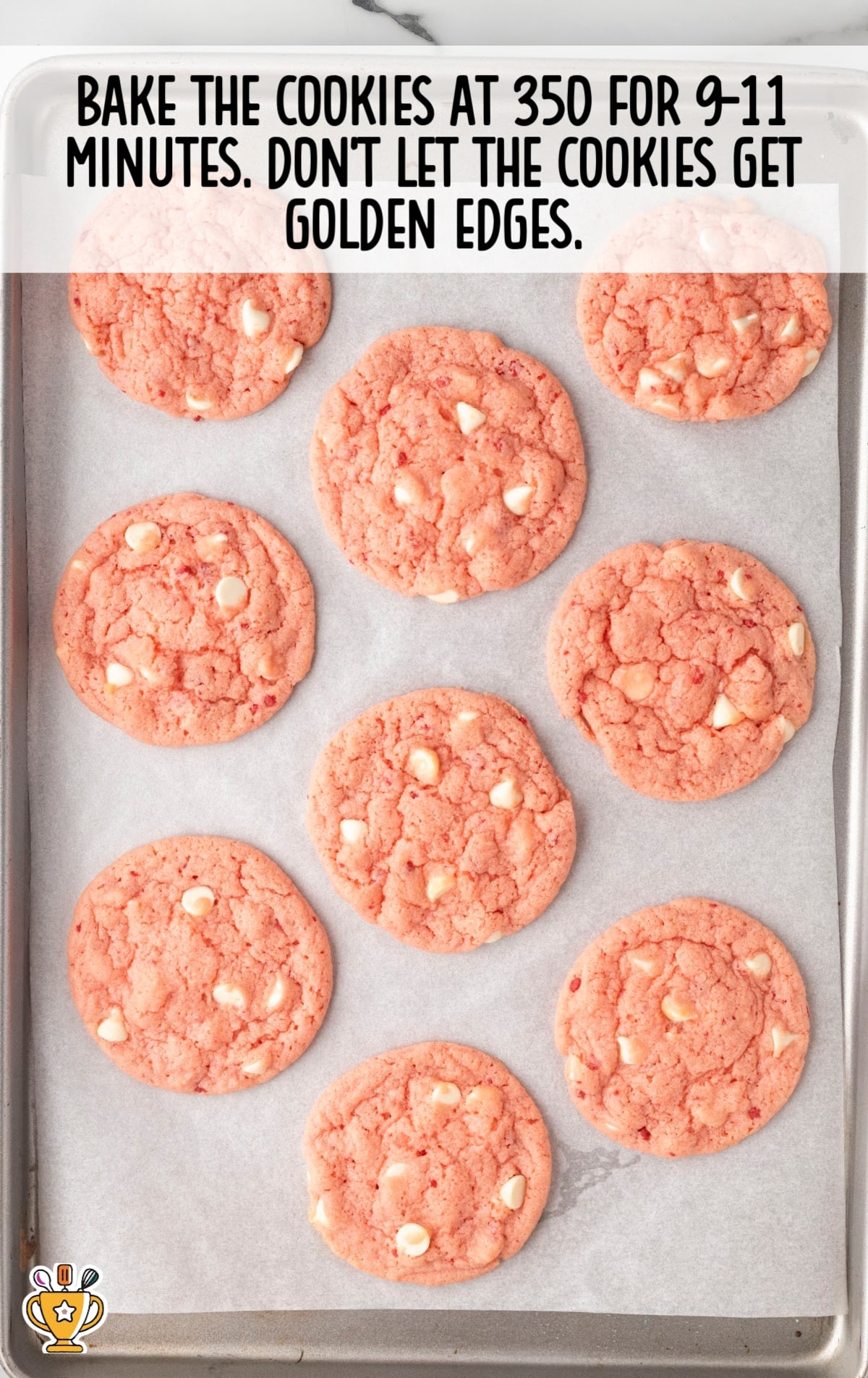 Strawberry Cake Mix Cookies on a baking pan