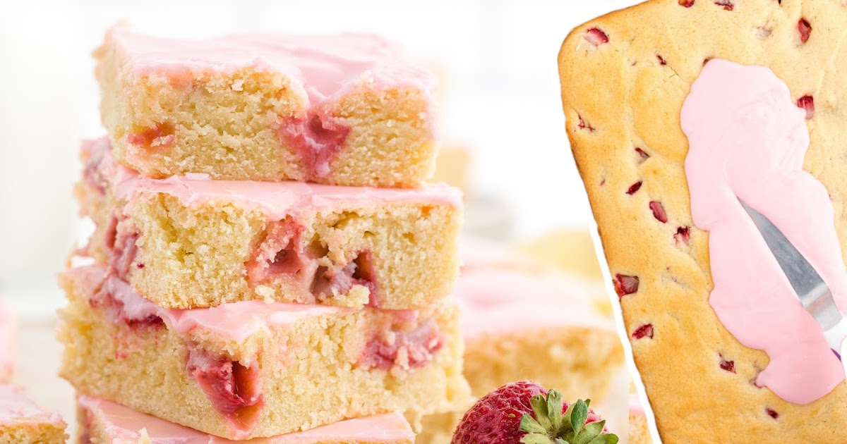 a stack of Strawberry Lemon Blondies pieces