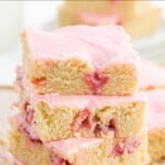slices of Strawberry Lemon Blondies stacked together