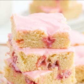 slices of Strawberry Lemon Blondies stacked together