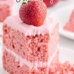 a piece of Strawberry Cake on a dessert plate