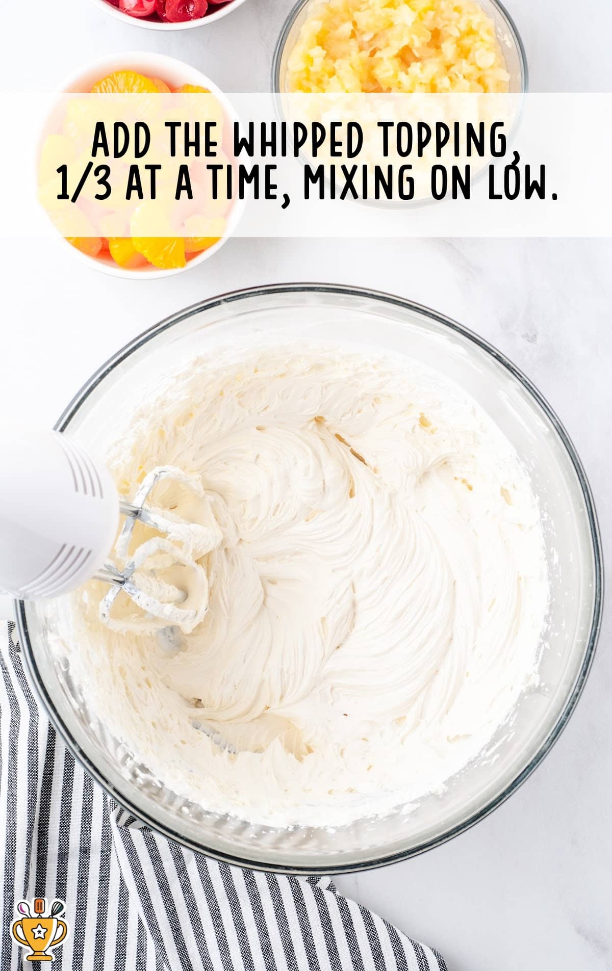 whipped topping added in a bowl