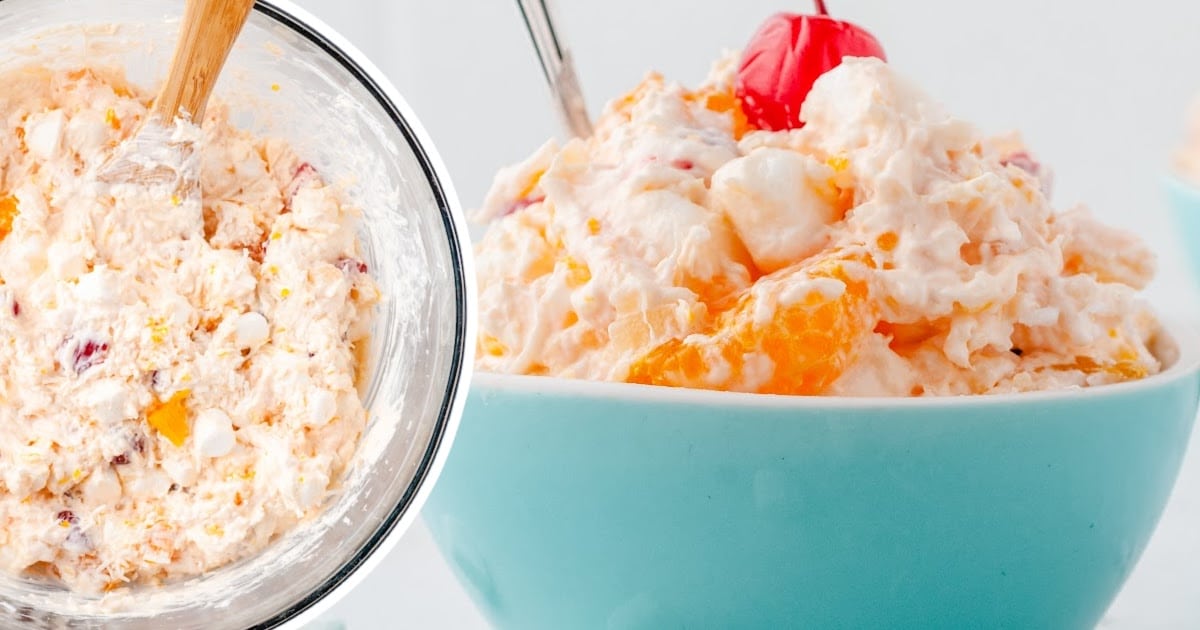a bowl full of Ambrosia Salad