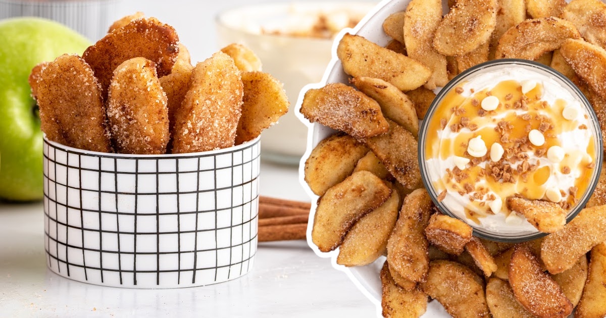 Apple Fries in a bowl and on a plate
