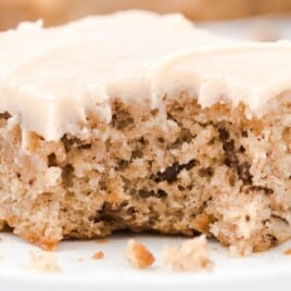 a close up photo of Banana Bread Brownie on a plate