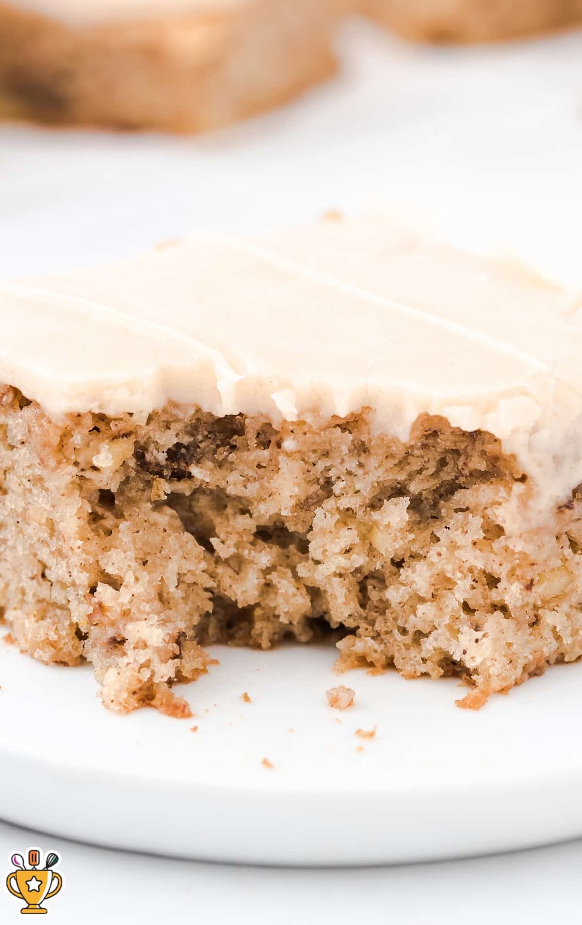 a piece of Banana Bread Brownie with a bite on it on a plate
