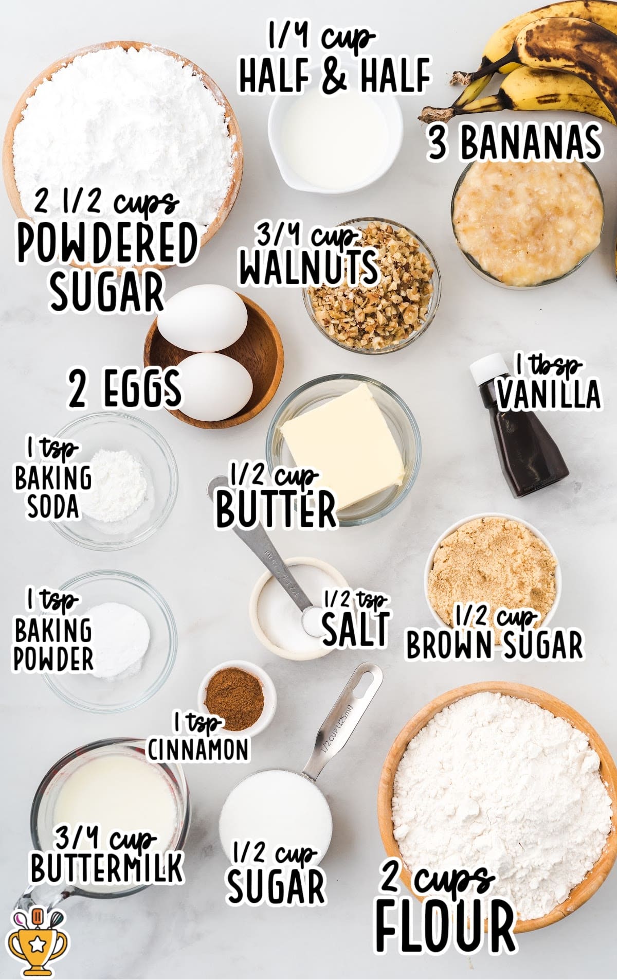 ingredients for making Banana Bread Brownies