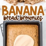 Banana bread brownies in a baking pan