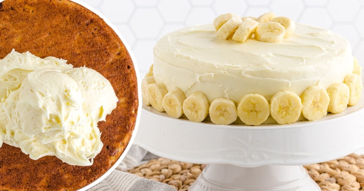 a Banana Cake on a cake stand