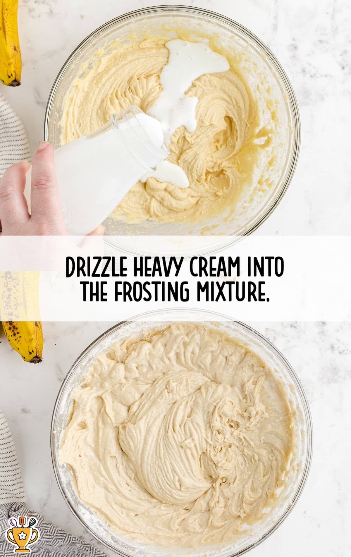 frosting mixture in bowls