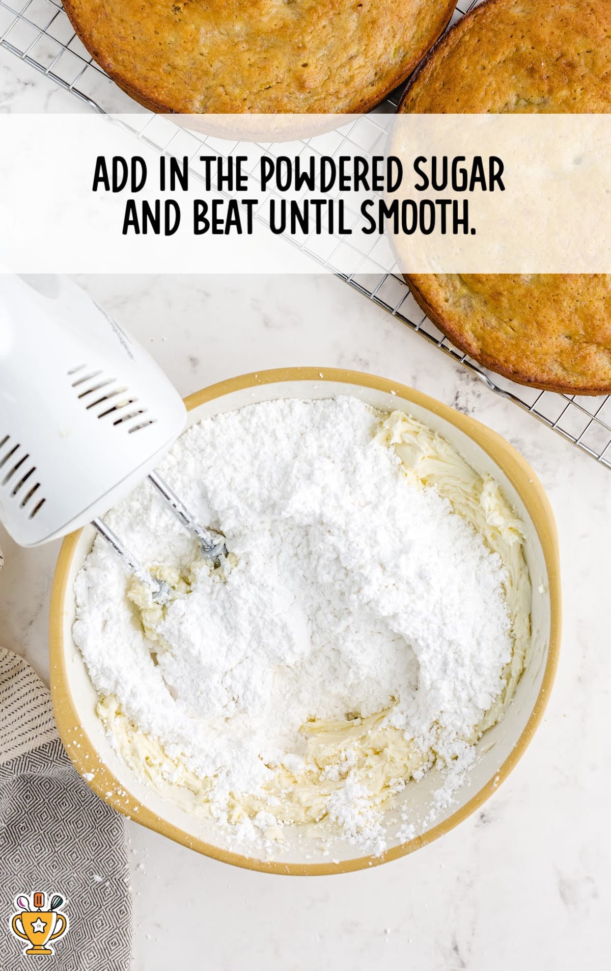 powdered sugar added in a bowl
