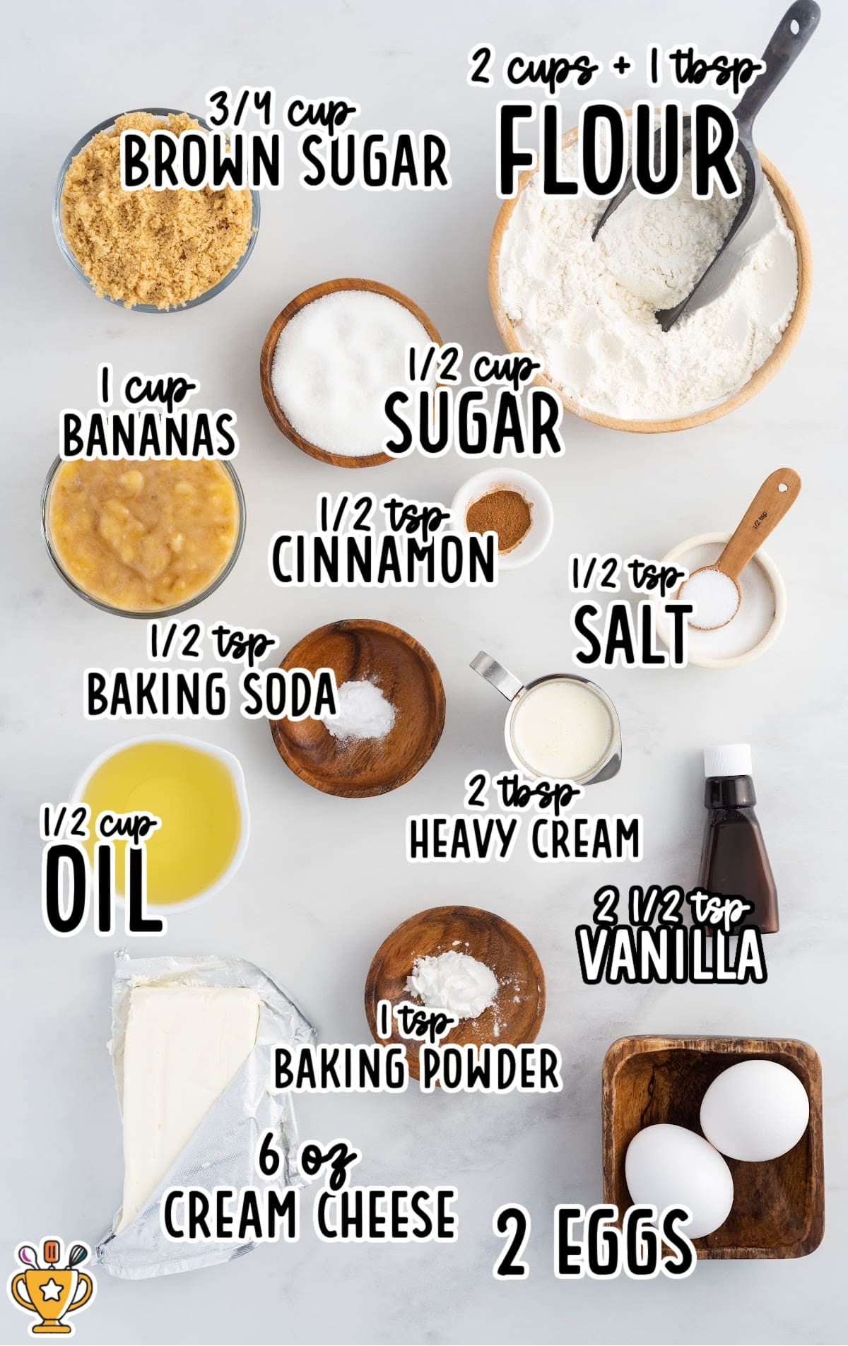 ingredients for making Banana Cream Cheese Muffins