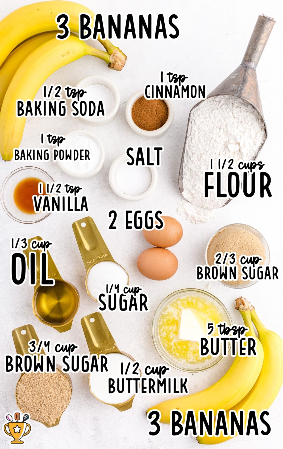 ingredients for making Banana Upside Down Cake