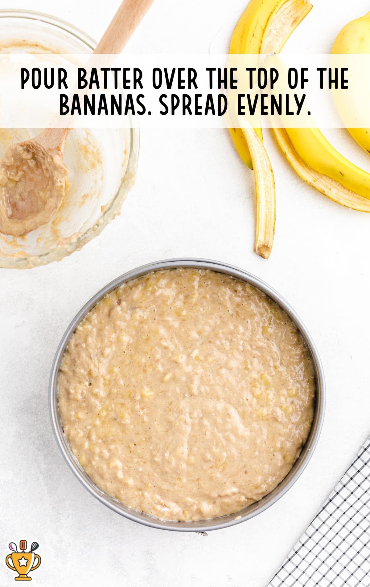 batter over the top of the bananas