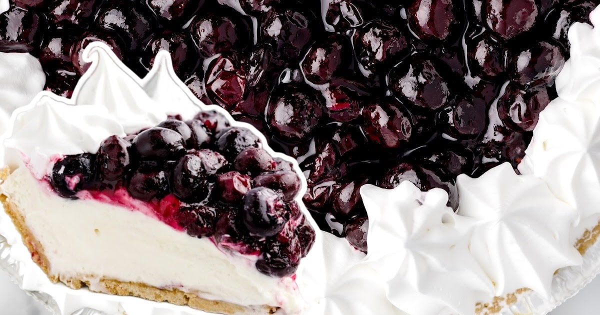 a closeup photo of Blueberry Cream Cheese Pie