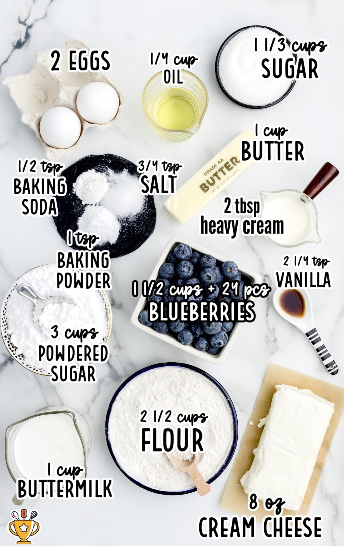 ingredients for making Blueberry Cupcakes